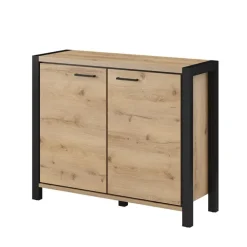 Credenza 112x91h cm soggiorno industrial quercia nero opaco Neive