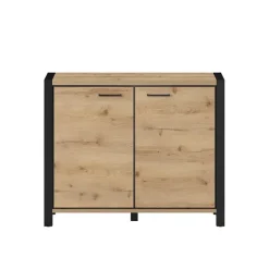 Credenza 112x91h cm soggiorno industrial quercia nero opaco Neive