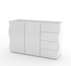 Credenza 130x81h cm soggiorno moderna bianco lucido Sea Gihome®