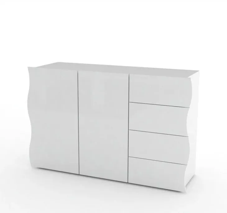 Credenza 130x81h cm soggiorno moderna bianco lucido Sea Gihome®