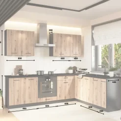 Cucina angolare 260x200cm completa componibile moderna rovere grafite Crono