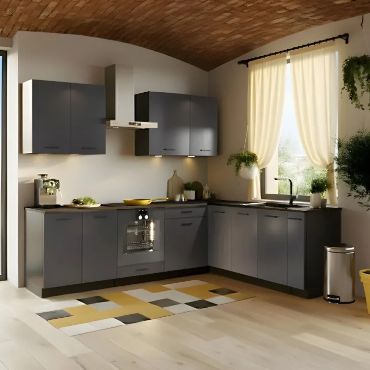 Cucina angolare 260x200cm completa componibile moderna grafite Crono
