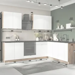 Cucina angolare 260x200cm completa componibile moderna bianca Starter