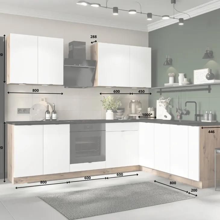 Cucina angolare 260x200cm completa componibile moderna bianca Starter