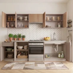Cucina 240cm completa componibile moderna grigio rovere sonoma Taipei