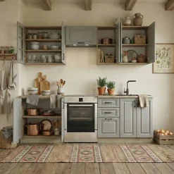 Cucina 240cm completa moderna shabby componibile grigio rovere Oxford