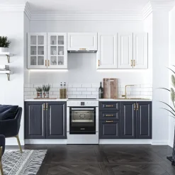 Cucina 240cm completa moderna shabby componibile bianco blu Stilly