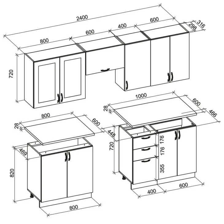 Cucina 240cm completa moderna shabby componibile bianco blu Stilly