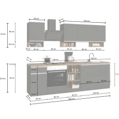 Cucina 255cm componibile lineare moderna bianco grigio pietra Gourmet Elegance