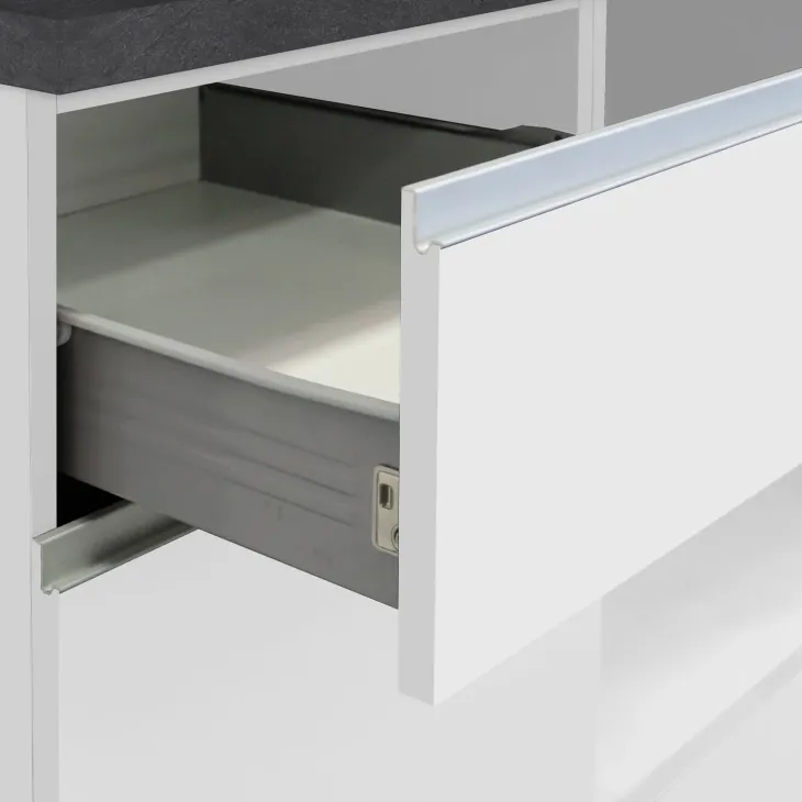 Cucina 255cm componibile lineare moderna bianco grigio pietra Gourmet Elegance
