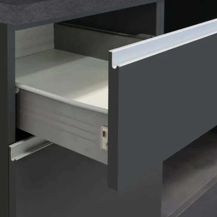 Cucina 255cm componibile lineare moderna antracite grigio pietra Gourmet Elegance