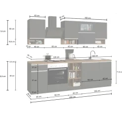 Cucina 255cm componibile lineare moderna bianco rovere Gourmet Pure