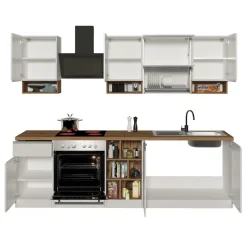 Cucina 255cm componibile lineare moderna bianco rovere Gourmet Pure