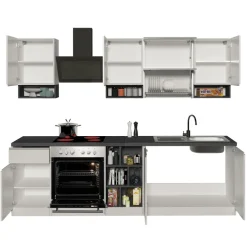 Cucina 255cm componibile lineare moderna bianco grigio pietra Gourmet Pure