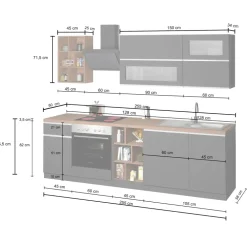 Cucina 255cm componibile lineare moderna bianco rovere Gourmet Prestige
