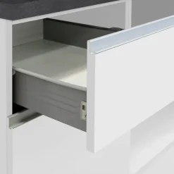 Cucina 255cm componibile lineare moderna bianco grigio pietra Gourmet Prestige
