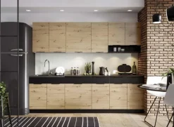 Cucina 260cm moderna componibile standard quercia nero Terry