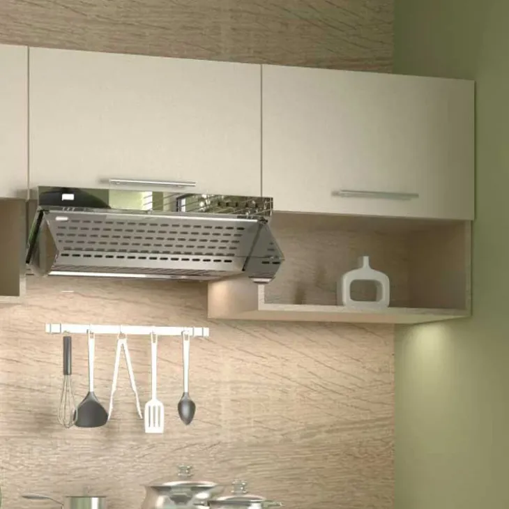 Cucina 260cm moderna componibile lineare rovere beige Natural