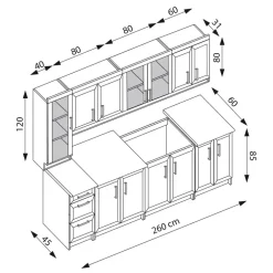 Cucina 260cm moderna componibile lineare noce Toccy