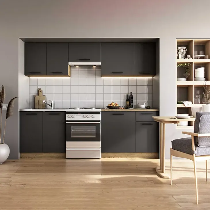 Cucina 240cm moderna componibile standard antracite rovere Urban