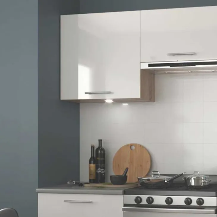 Cucina 200cm moderna componibile lineare bianca rovere Matrix