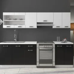 Cucina 240cm moderna componibile lineare bianco nero Wine