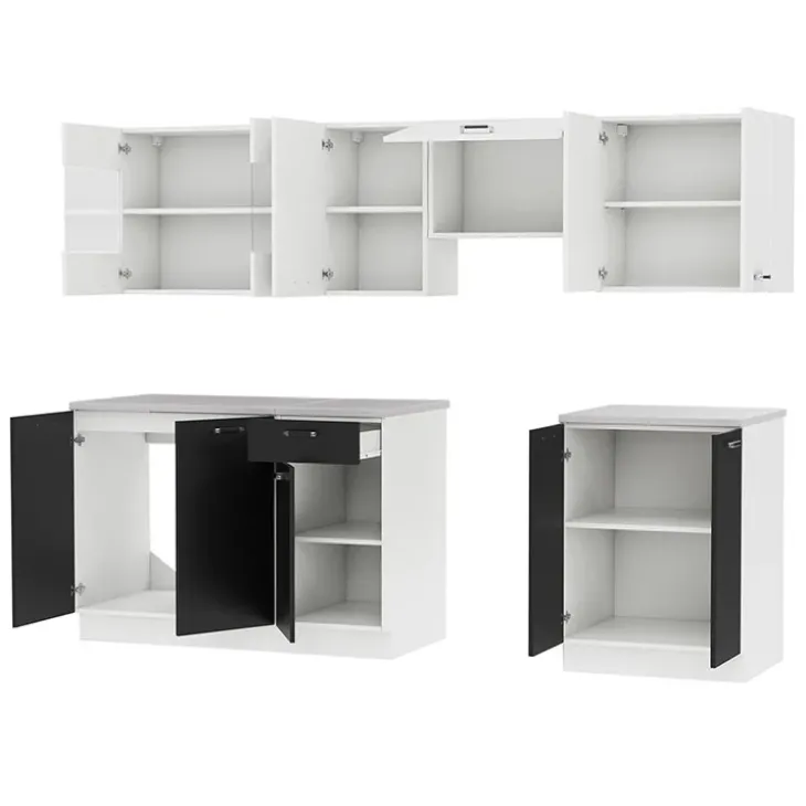 Cucina 240cm moderna componibile lineare bianco nero Wine