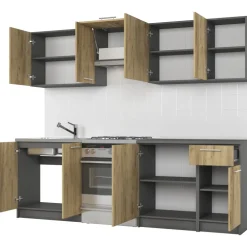 Cucina 240cm moderna componibile lineare quercia antracite Urban