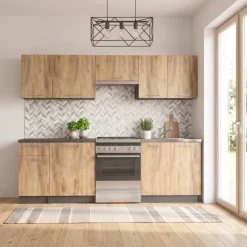Cucina 240cm moderna componibile lineare quercia antracite Urban