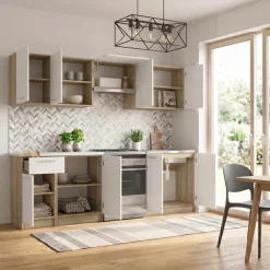Cucina 240cm moderna componibile bianca rovere Urban