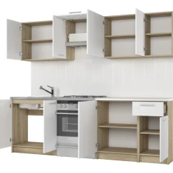 Cucina 240cm moderna componibile bianca rovere Urban