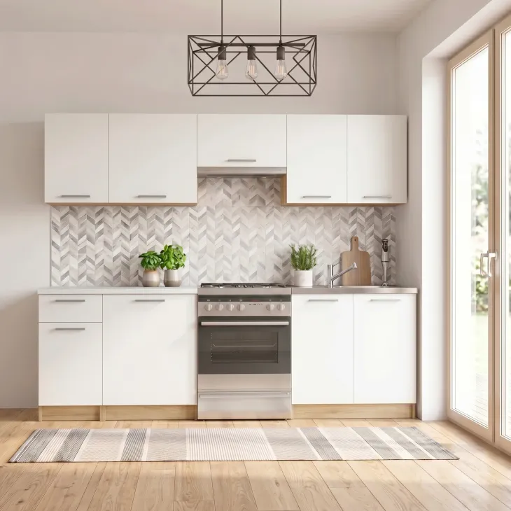 Cucina 240cm moderna componibile bianca rovere Urban