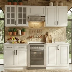 Cucina 220cm moderna lineare componibile bianca Artus
