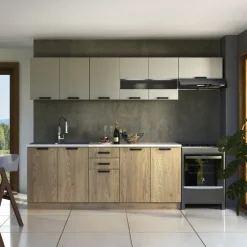 Cucina 260cm moderna lineare standard rovere beige Cook