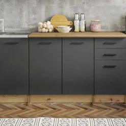 Cucina 260cm moderna lineare standard rovere grigio Cook