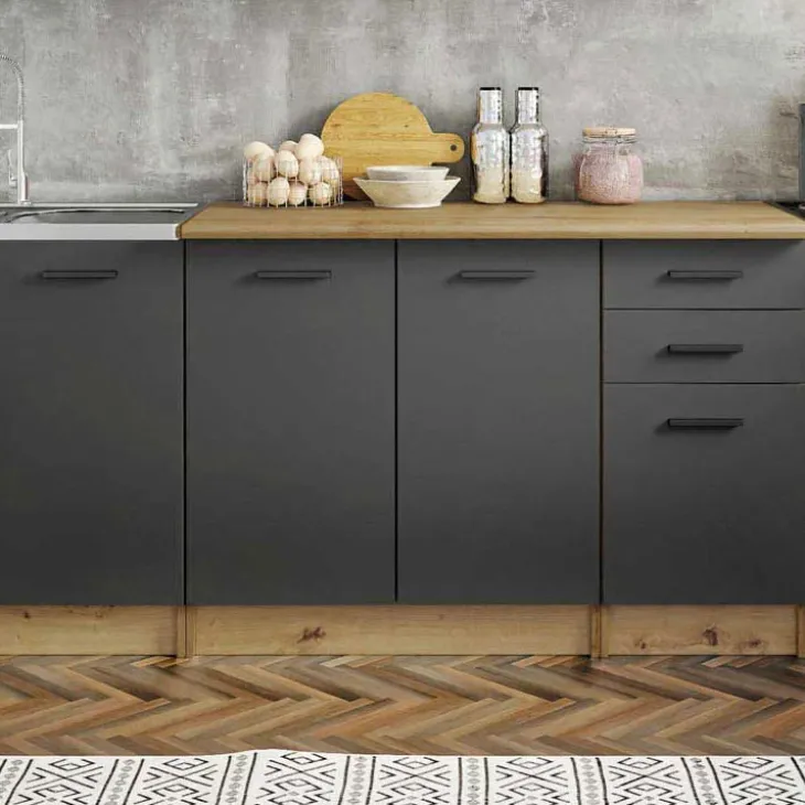Cucina 260cm moderna lineare standard rovere grigio Cook