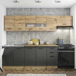 Cucina 260cm moderna lineare standard rovere grigio Cook