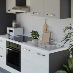 Cucina 255cm reversibile lineare bianco frassinato grigio MasterChef