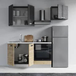 Cucina 210cm reversibile moderna lineare rovere antracite CookLux