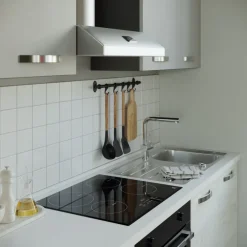 Cucina 255cm reversibile moderna lineare bianco frassinato grigio Cookery