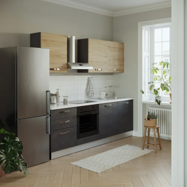 Cucina 240cm reversibile moderna lineare rovere antracite Culinary