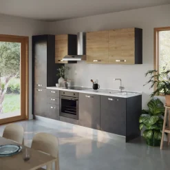 Cucina 285cm reversibile moderna lineare rovere antracite GourmetSpace