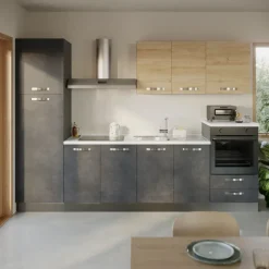 Cucina 300cm reversibile moderna lineare rovere antracite ChefStyle