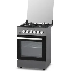 Cucina combinata 4 fornelli a gas e forno elettrico 60cm grigio Staylux