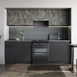 Cucina completa componibile 240cm moderna marmo nero grigio Yangon