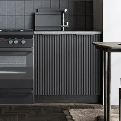 Cucina completa componibile 240cm moderna marmo nero grigio Yangon