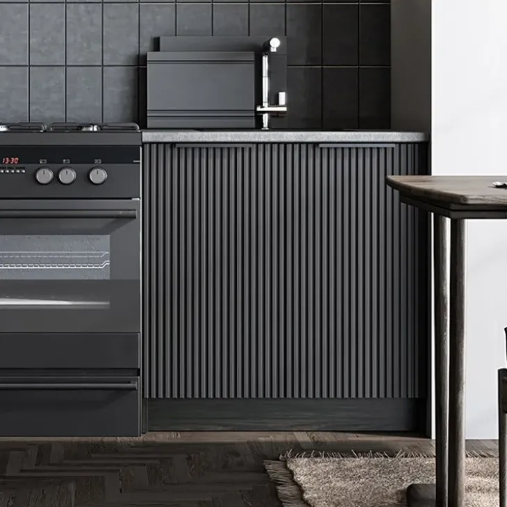 Cucina completa componibile 240cm moderna marmo nero grigio Yangon