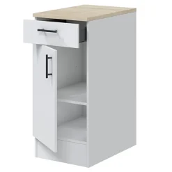 Cucina completa lineare 240 cm componibile bianco lucido rovere Kimera 1