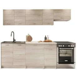 Cucina lineare 240cm completa componibile moderna rovere sonoma Dalia