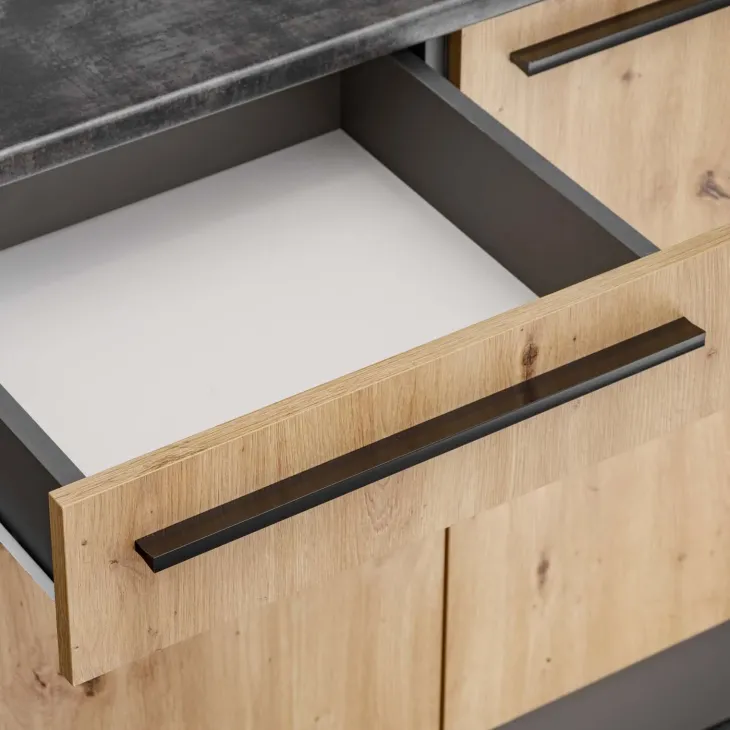 Cucina lineare 220cm completa componibile moderna rovere antracite Dakota